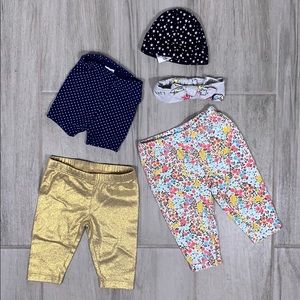 LOT 0-3 months tights and headwear